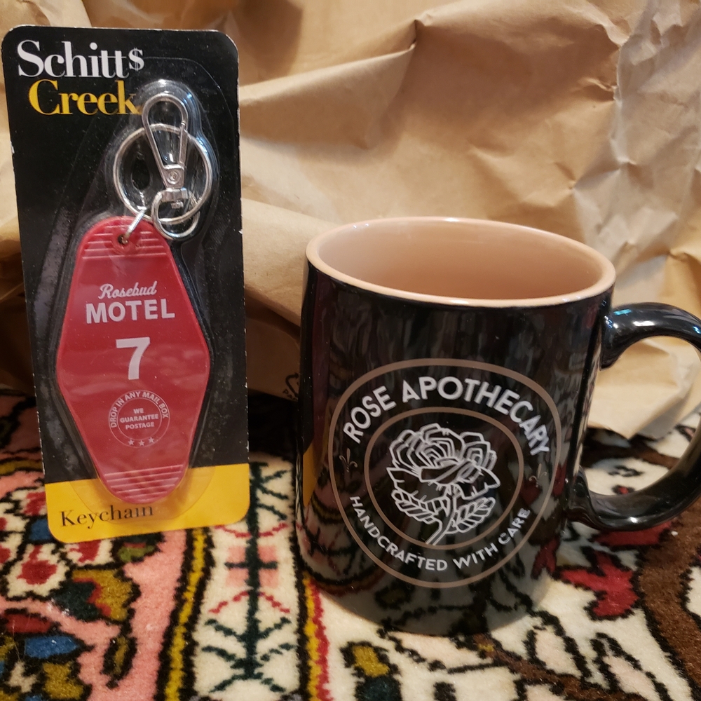 Rose Apothecary Black Mug and Keychain Set